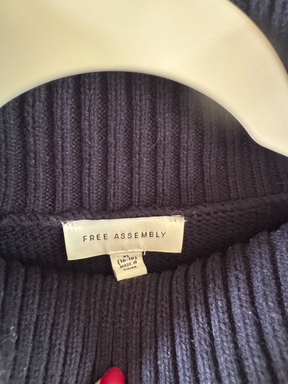 Free Assembly Navy Heart Mock Neck Sweater XL - Picture 6 of 7